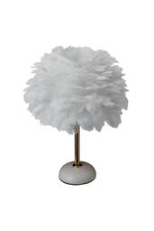 Garden Sanctuary Ceramic Feather Table Lamp with LED Light in White - thumbnail 2