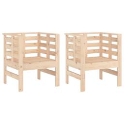 Berkfield Home Beautiful Garden Chairs 2 pcs 61.5x53x71 cm Solid Wood Pine in Light Tan - thumbnail 3