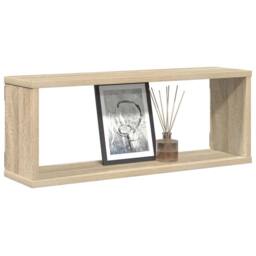 Berkfield Home Wall Cube Shelf 4 pcs Sonoma Oak 60x15x23 cm Engineered Wood in Light Tan - Size: 60 x 15 x 23 cm