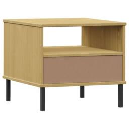 Berkfield Home Beautiful Bedside Table with Metal Legs Brown Solid Wood Pine OSLO in Light Tan - thumbnail 7
