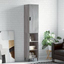 Berkfield Home Highboard Grey Sonoma 34.5x34x180 cm Engineered Wood - thumbnail 2