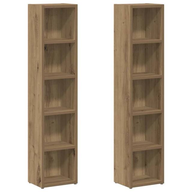 Berkfield Home CD Cabinets 2 pcs Artisan Oak 21x16x93.5 cm Engineered Wood in Brown - image 1