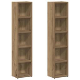 Berkfield Home CD Cabinets 2 pcs Artisan Oak 21x16x93.5 cm Engineered Wood in Brown - thumbnail 1
