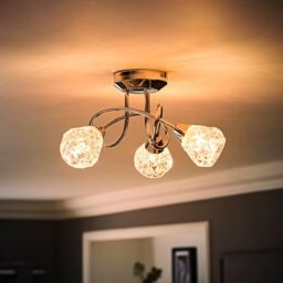ValueLights Astley Polished Chrome 3 Way Crossover Flush Ceiling Light Fitting in Silver - thumbnail 2