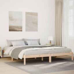 Berkfield Home Extra Long Bed Frame without Mattress 180x210 cm Solid Wood Pine in Light Tan - thumbnail 2