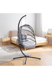 Living and Home 110cm W x 48cm D Light Grey Garden Swing Seat Cushion - Size: 110 cm W x 48 cm D - thumbnail 2