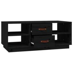 Berkfield Home Beautiful Coffee Table Black 100x50x41 cm Solid Wood Pine - Size: 100 x 50 x 41 cm - thumbnail 6