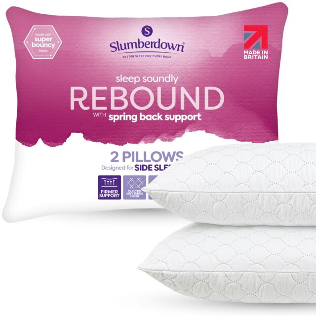 Slumberdown 2 Pack Sleep Soundly Rebound Firm Support Side Sleeper Pillows in White - image 1