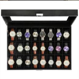 Hinsinc 24 Grids Watch Box Display Storage Jewelry Holder in Black - thumbnail 4