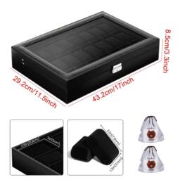 Hinsinc 24 Grids Watch Box Display Storage Jewelry Holder in Black - thumbnail 2