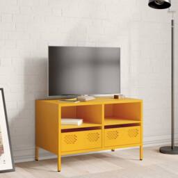 Berkfield Home TV Cabinet Mustard Yellow 68x39x43.5 cm Cold-rolled Steel - thumbnail 3