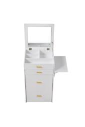 Living and Home Multifunctional Foldable Vanity Desk with Storage Drawers & Stool in White - thumbnail 4