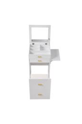 Living and Home Multifunctional Foldable Vanity Desk with Storage Drawers & Stool in White - thumbnail 3