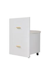 Living and Home Multifunctional Foldable Vanity Desk with Storage Drawers & Stool in White - thumbnail 5