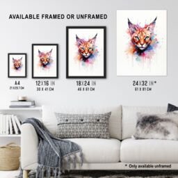 "Artery8 Wall Art Print Caracal Cat Lovers Gift Watercolour Pet Portrait Painting Artwork Poster - Size: W12"" x H16""" - thumbnail 3