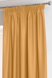 Homescapes Herringbone Blackout Curtains Pair Pencil Pleat in Mustard - Size: 117 cm width x 183 cm drop - thumbnail 3