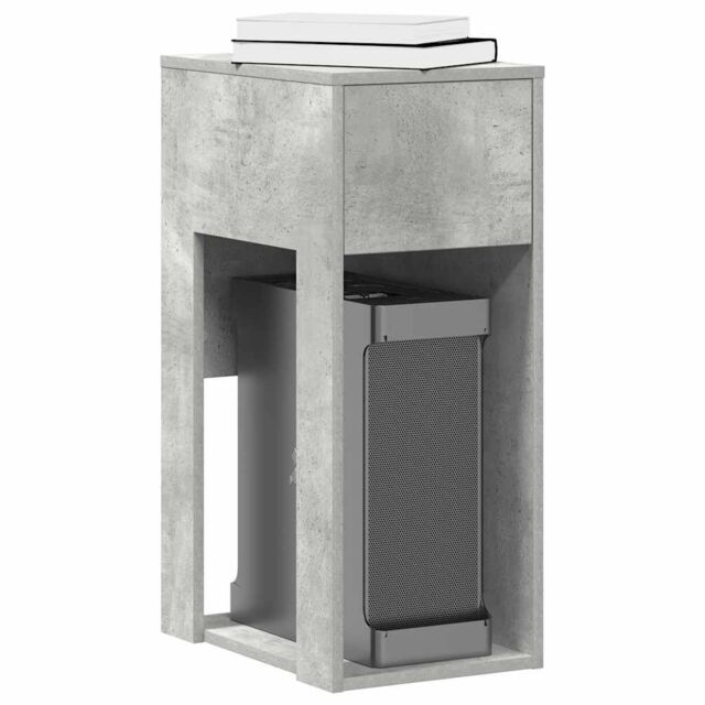 Berkfield Home Computer Tower Stand with Drawer Concrete Grey 30x44x74 cm - Size: 30 x 44 x 74 cm - image 1