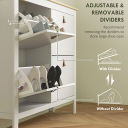 HOMCOM 4 Drawer Shoe Cabinet with Flip Doors for Hallway, Entryway in White - Size: Large - thumbnail 6