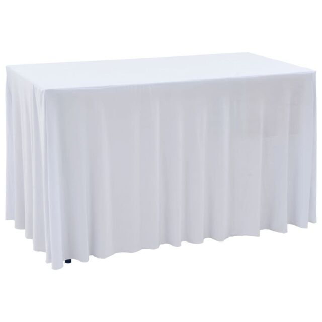 Berkfield Home 2 pcs Stretch Table Covers with Skirt 120x60.5x74 cm White - image 1