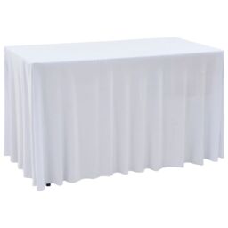 Berkfield Home 2 pcs Stretch Table Covers with Skirt 120x60.5x74 cm White - thumbnail 1