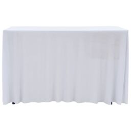 Berkfield Home 2 pcs Stretch Table Covers with Skirt 120x60.5x74 cm White - thumbnail 2