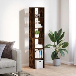Berkfield Home Bookcases 2 pcs Stackable Smoked Oak 30x30x80 cm Engineered Wood in Brown - Size: 30 x 30 x 80 cm - thumbnail 3