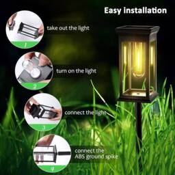 KORVIXA 2Pcs Solar Lights Outdoor Garden in Black - Size: 0.6m2 - thumbnail 3