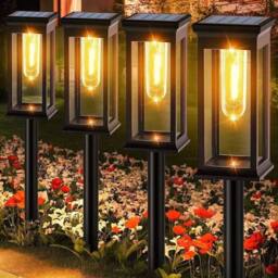 KORVIXA 2Pcs Solar Lights Outdoor Garden in Black - Size: 0.6m2 - thumbnail 5