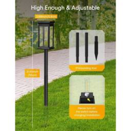 KORVIXA 2Pcs Solar Lights Outdoor Garden in Black - Size: 0.6m2 - thumbnail 2