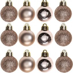 Shatchi 30mm/12Pcs Christmas Baubles Shatterproof Rose Gold, Tree Decorations in Rose Gold - thumbnail 1