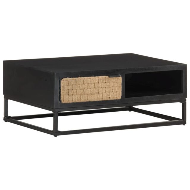 Berkfield Home Coffee Table 90x60x35 cm Solid Mango Wood in Black - Size: 90 x 60 x 35 cm - image 1
