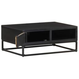Berkfield Home Coffee Table 90x60x35 cm Solid Mango Wood in Black - Size: 90 x 60 x 35 cm - thumbnail 3