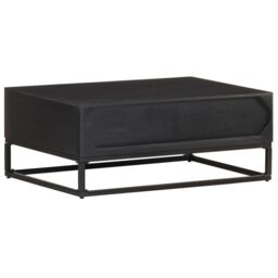 Berkfield Home Coffee Table 90x60x35 cm Solid Mango Wood in Black - Size: 90 x 60 x 35 cm - thumbnail 4