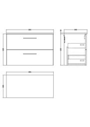 Balterley Level 800mm Wall Hung 2 Drawer Vanity Unit with Worktop - Satin Green - thumbnail 2