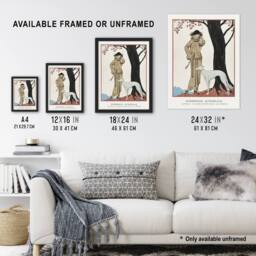 "Artery8 Autumn Symphony Fashion Worth Advert Barbier Framed Wall Art Print in White - Size: W12"" x H16""" - thumbnail 3