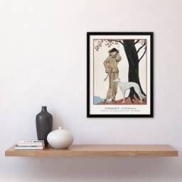 "Artery8 Autumn Symphony Fashion Worth Advert Barbier Framed Wall Art Print in White - Size: W12"" x H16""" - thumbnail 4