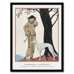 "Artery8 Autumn Symphony Fashion Worth Advert Barbier Framed Wall Art Print in White - Size: W12"" x H16""" - thumbnail 1
