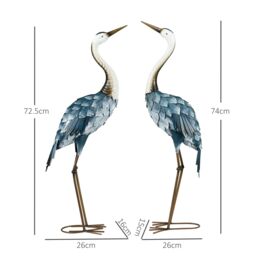 OUTSUNNY Crane Garden Ornaments, 2 PCS Steel Garden Statue Set Multi-Colour - Size: 1 Pack - thumbnail 3