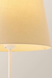 ValueLights Charlie White Metal Single Stem Table Lamp with Fabric Tapered Lamp Shade in Beige - thumbnail 4