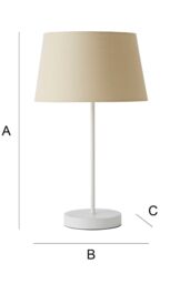 ValueLights Charlie White Metal Single Stem Table Lamp with Fabric Tapered Lamp Shade in Beige - thumbnail 8
