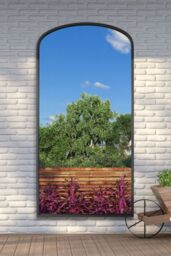 "MirrorOutlet Black Metal Framed Arched Garden Wall Mirror 79""x39"" (200x100CM) - Size: 1 Pack" - thumbnail 2