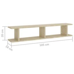 Berkfield Home Wall Shelf 2 pcs Sonoma Oak 105x18x20 cm Engineered Wood in Light Tan - Size: 105 x 18 x 20 cm - thumbnail 7