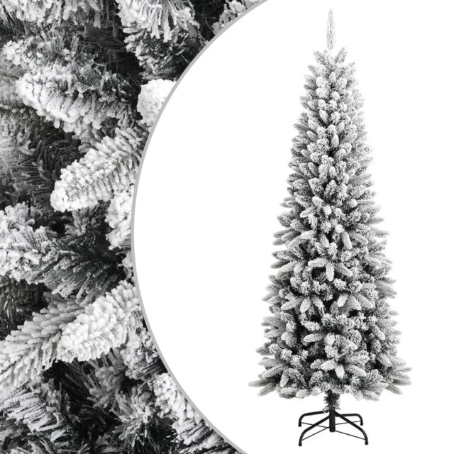 Berkfield Home Artificial Christmas Tree with Flocked Snow 210 cm PVC&PE in White - image 1