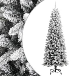 Berkfield Home Artificial Christmas Tree with Flocked Snow 210 cm PVC&PE in White - thumbnail 1