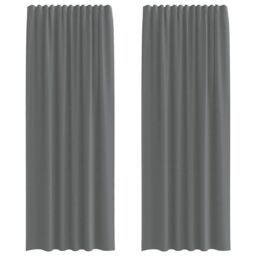 Berkfield Home Voile Curtains with Rod Pockets 2 pcs Dark Grey - thumbnail 2