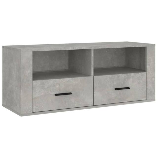 Berkfield Home TV Cabinet Concrete Grey 100x35x40 cm Engineered Wood - Size: 100 x 35 x 40 cm - image 1