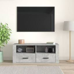 Berkfield Home TV Cabinet Concrete Grey 100x35x40 cm Engineered Wood - Size: 100 x 35 x 40 cm - thumbnail 3