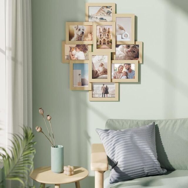 SONGMICS Wall Photo Display Set Standard Photo Frame Gallery Display in Natural - image 1