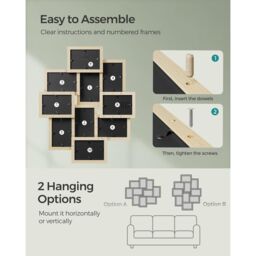 SONGMICS Wall Photo Display Set Standard Photo Frame Gallery Display in Natural - thumbnail 6