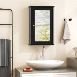 Gymax Medicine Cabinet Wall Mounted Cabinet With Mirror Reversible Door in Black - thumbnail 9